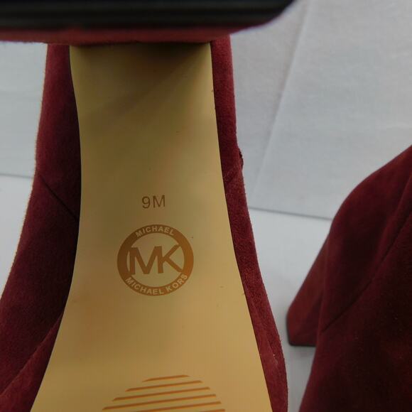 Michael Kors Women's Frenchie Platform Suede Burgundy Boots Size 9 New - Picture 12 of 14